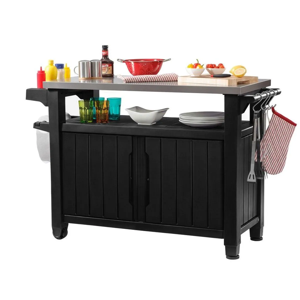 Keter Grillablagetisch UNITY XL, viel Stauraum, Edelstahlplatte, höhenverstellbar
