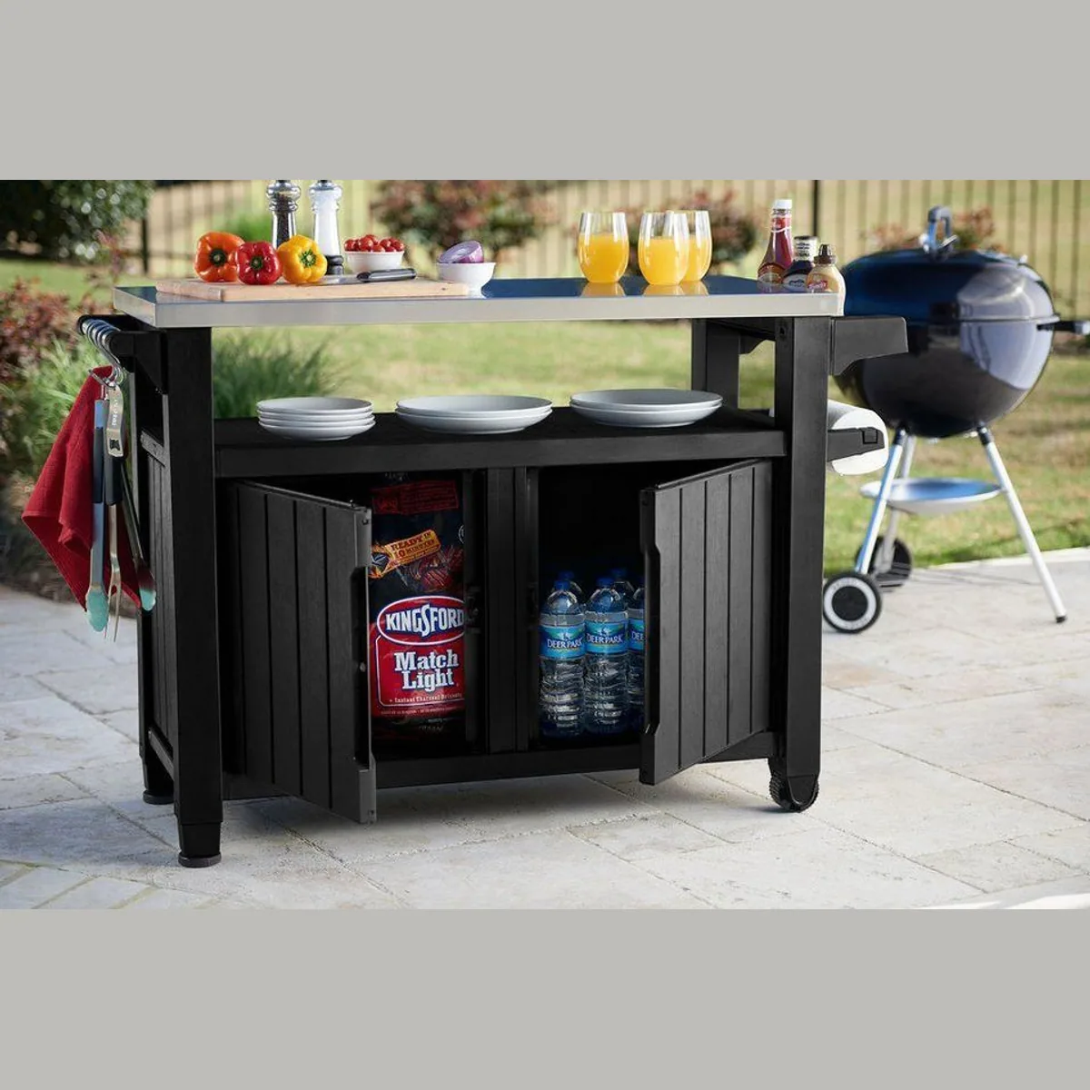 Keter Grillablagetisch UNITY XL, viel Stauraum, Edelstahlplatte, höhenverstellbar 4