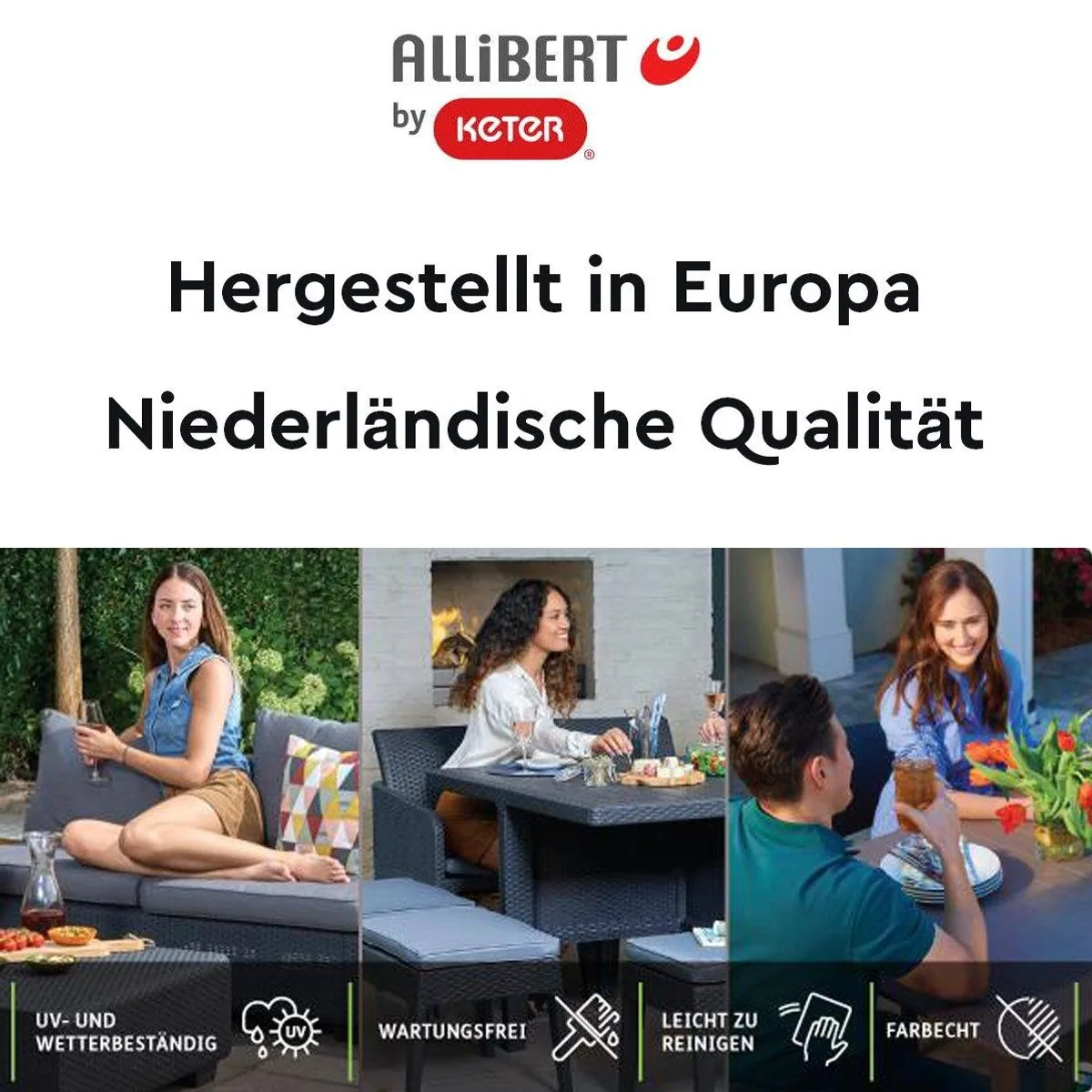 Keter Salta Gartenlounge-Set, wetterfest, inkl. Kissen und Tisch — modern, robust, pflegeleicht 4