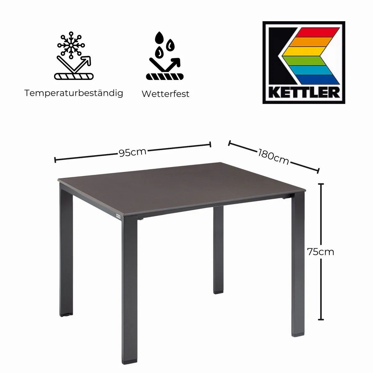 Kettler Tisch Set Float, quadratisch, wetterbeständig, pflegeleicht 3