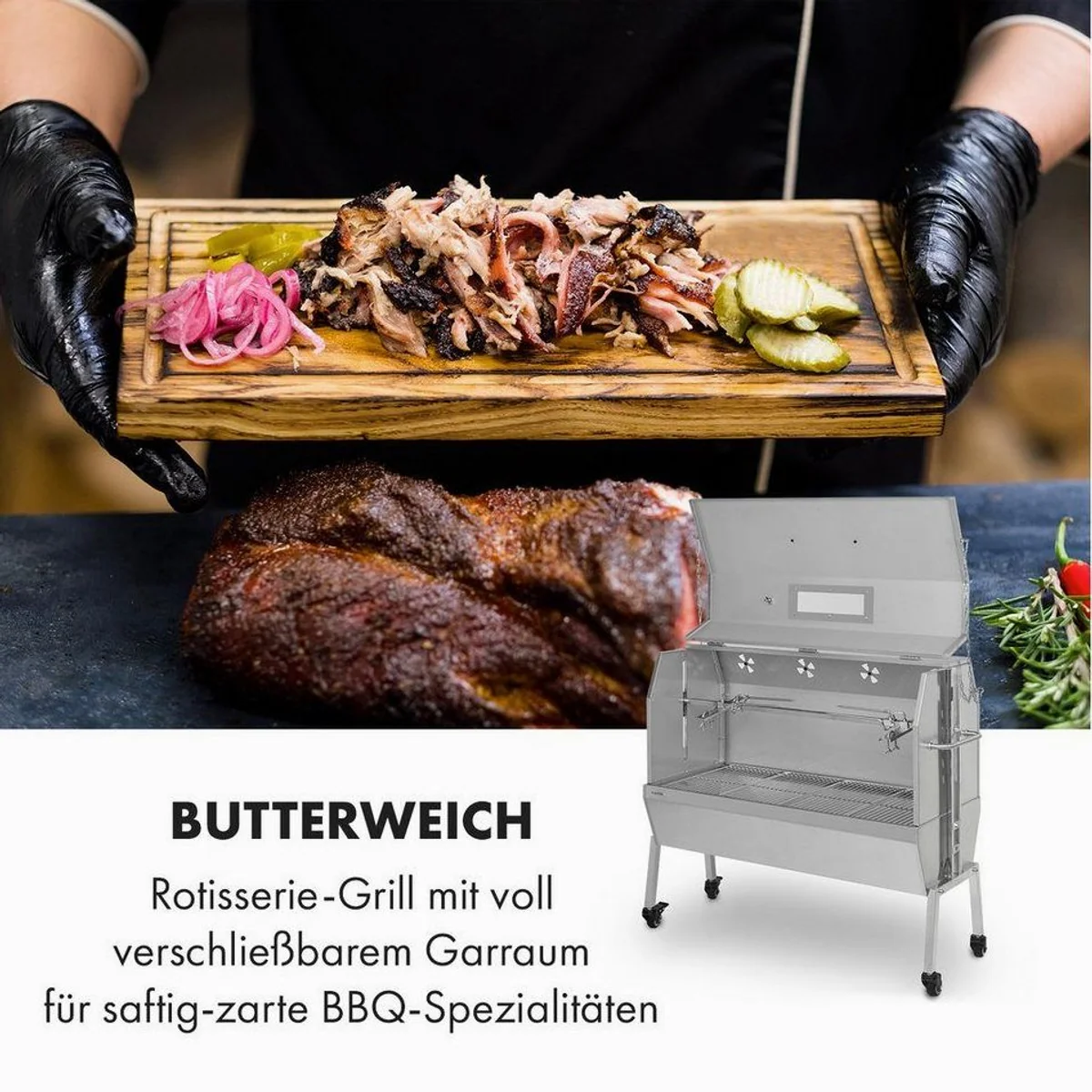 Klarstein Sauenland Pro XL Holzkohlegrill, Grillspieß mit Motor, präzise Temperaturkontrolle 2