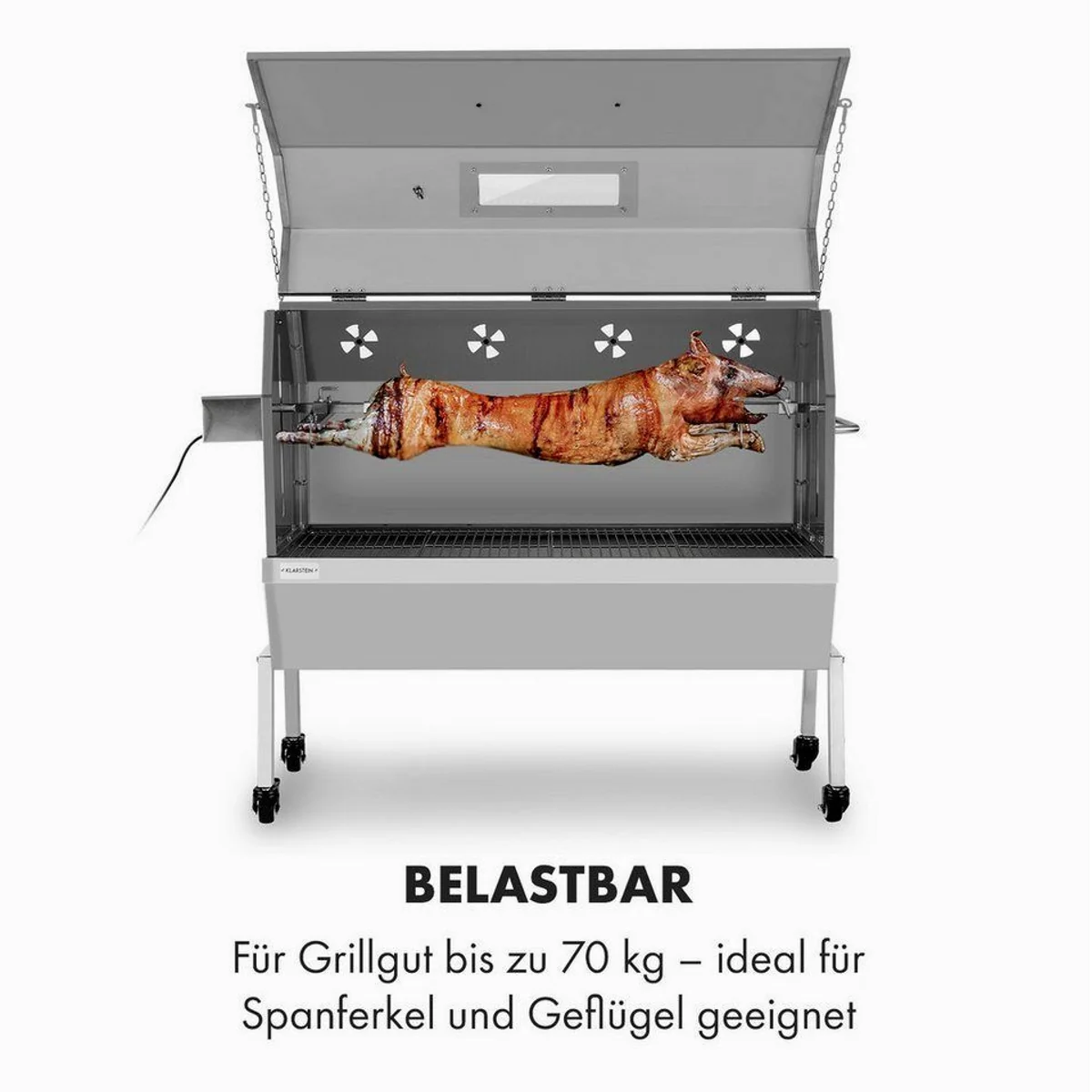Klarstein Sauenland Pro XL Holzkohlegrill, Grillspieß mit Motor, präzise Temperaturkontrolle 4