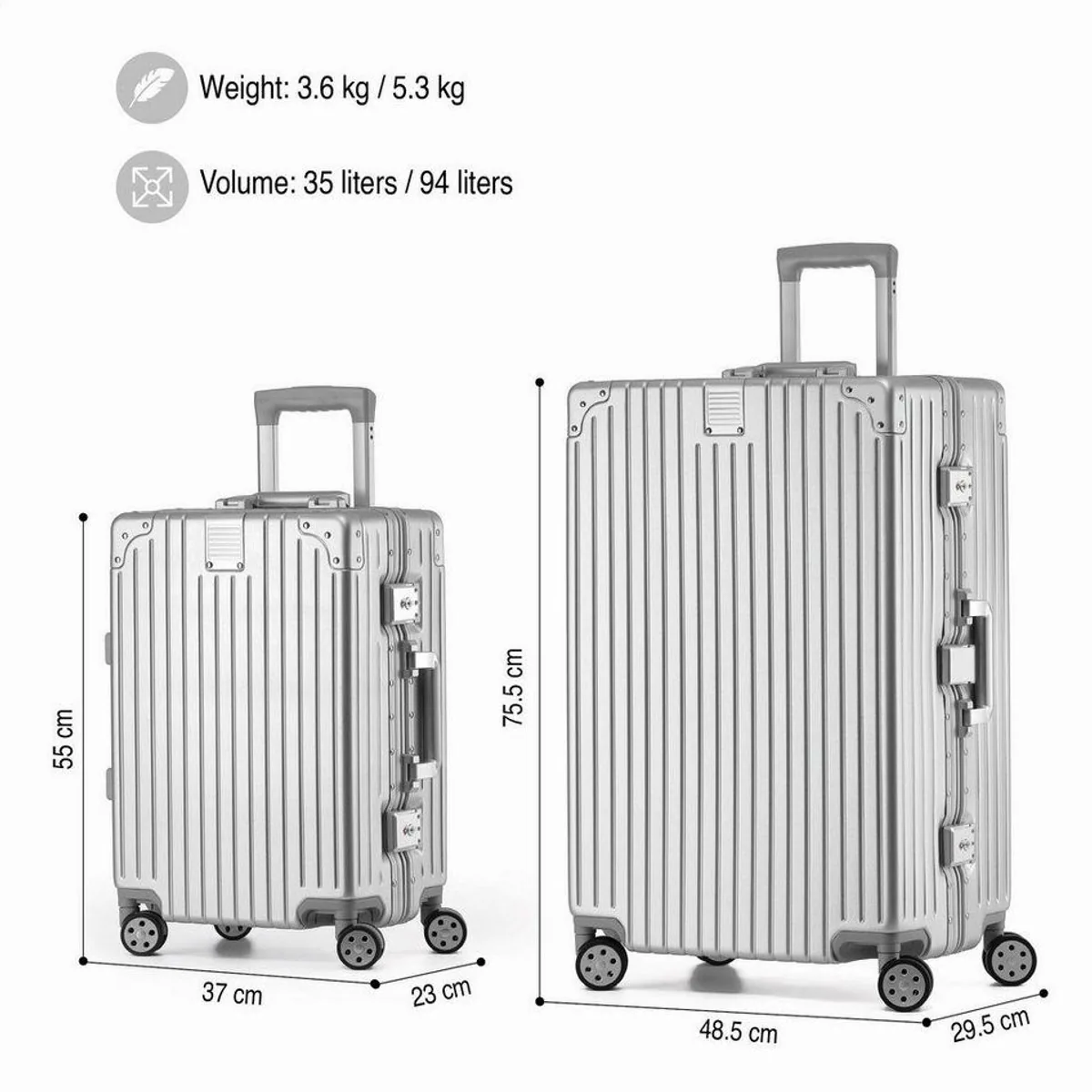 KOFA ZURICH Kofferset, M + XL, Hartschalen Trolley mit TSA Schloss 3