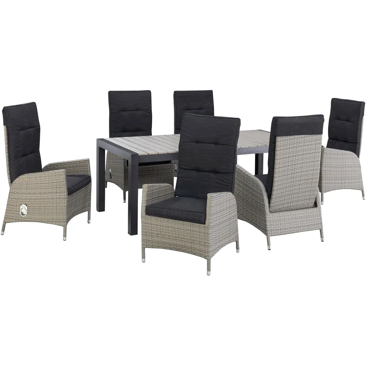 KONIFERA Garten-Essgruppe Alva, ausziehbarer Tisch, 6 Stühle mit Auflagen 2