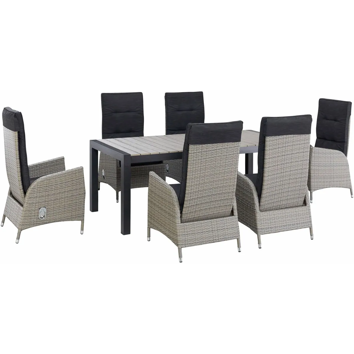 KONIFERA Garten-Essgruppe Alva, ausziehbarer Tisch, 6 Stühle mit Auflagen 3