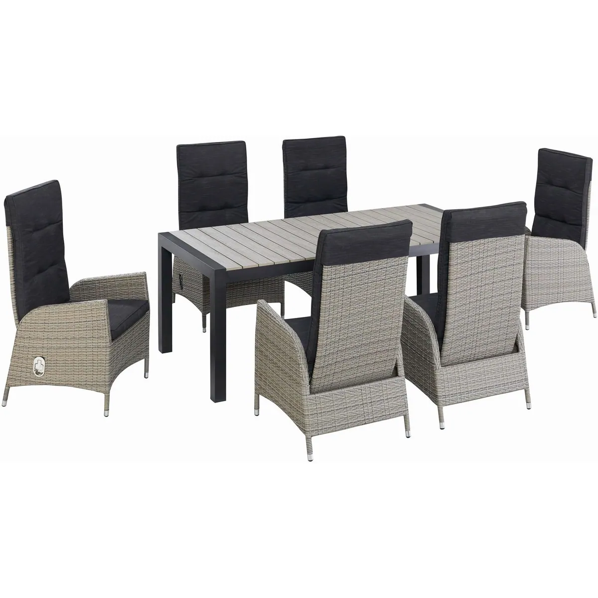 KONIFERA Garten-Essgruppe Alva, ausziehbarer Tisch, 6 Stühle mit Auflagen 4
