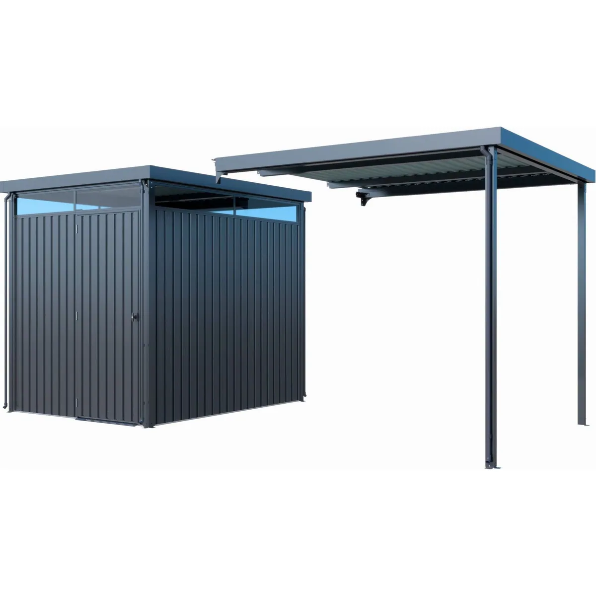 KONIFERA Gerätehaus Stefano mini, stabiler Stahl, seitlicher Anbau, ideal für Gartenbedarf 2