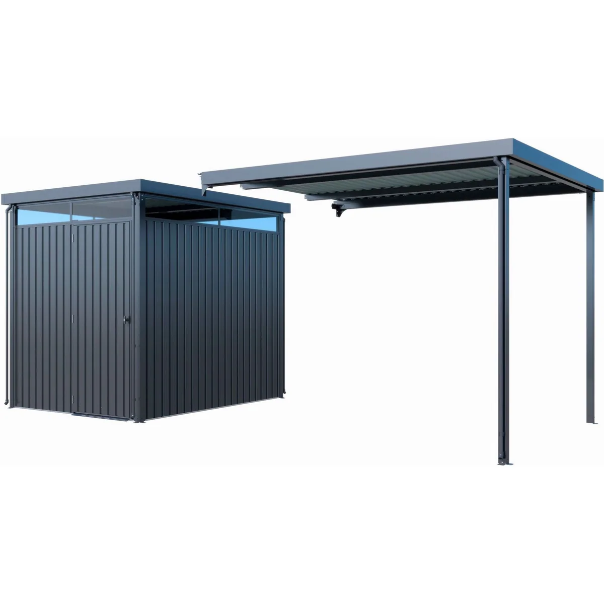 KONIFERA Gerätehaus Stefano mini, stabiler Stahl, seitlicher Anbau, ideal für Gartenbedarf 3