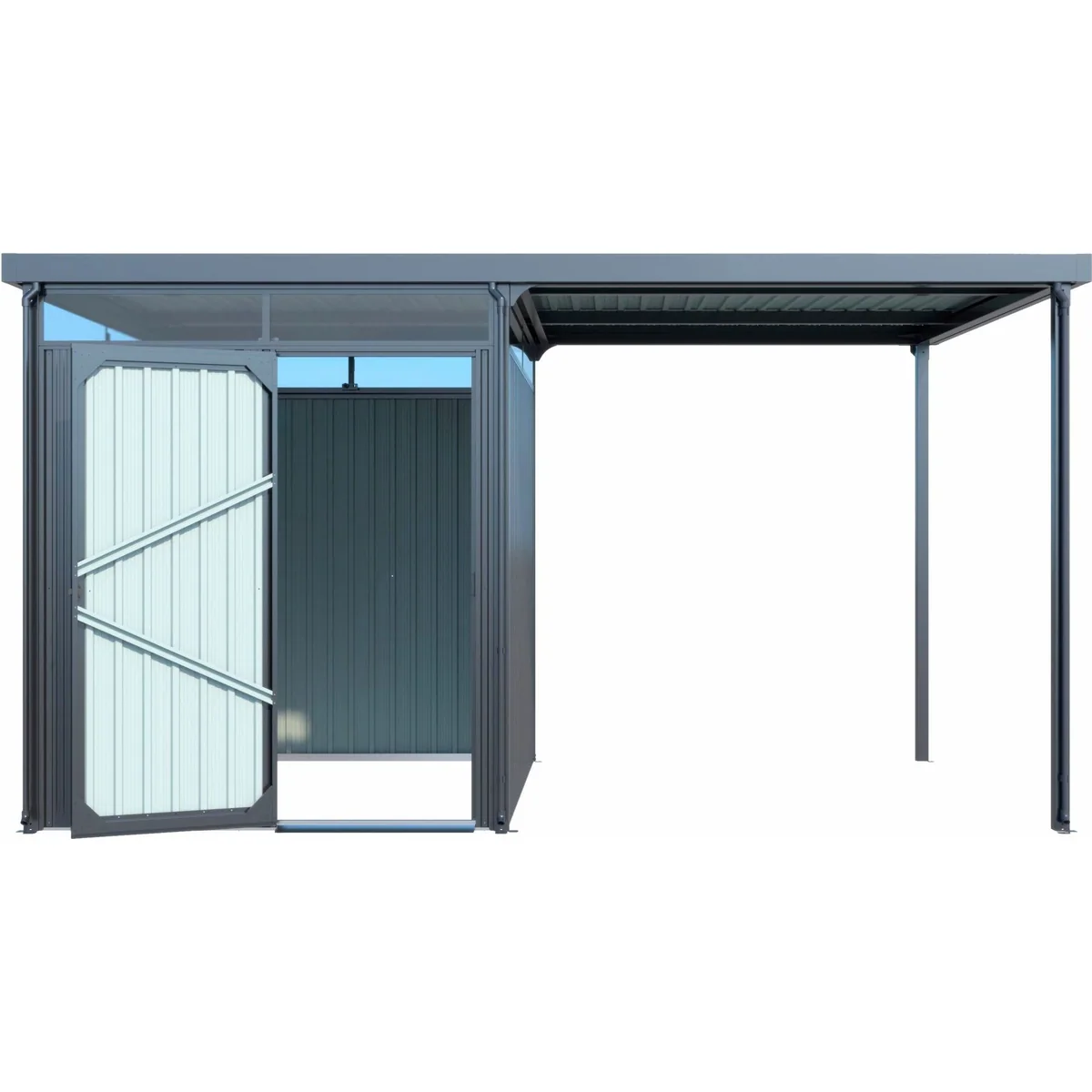KONIFERA Gerätehaus Stefano mini, stabiler Stahl, seitlicher Anbau, ideal für Gartenbedarf 4