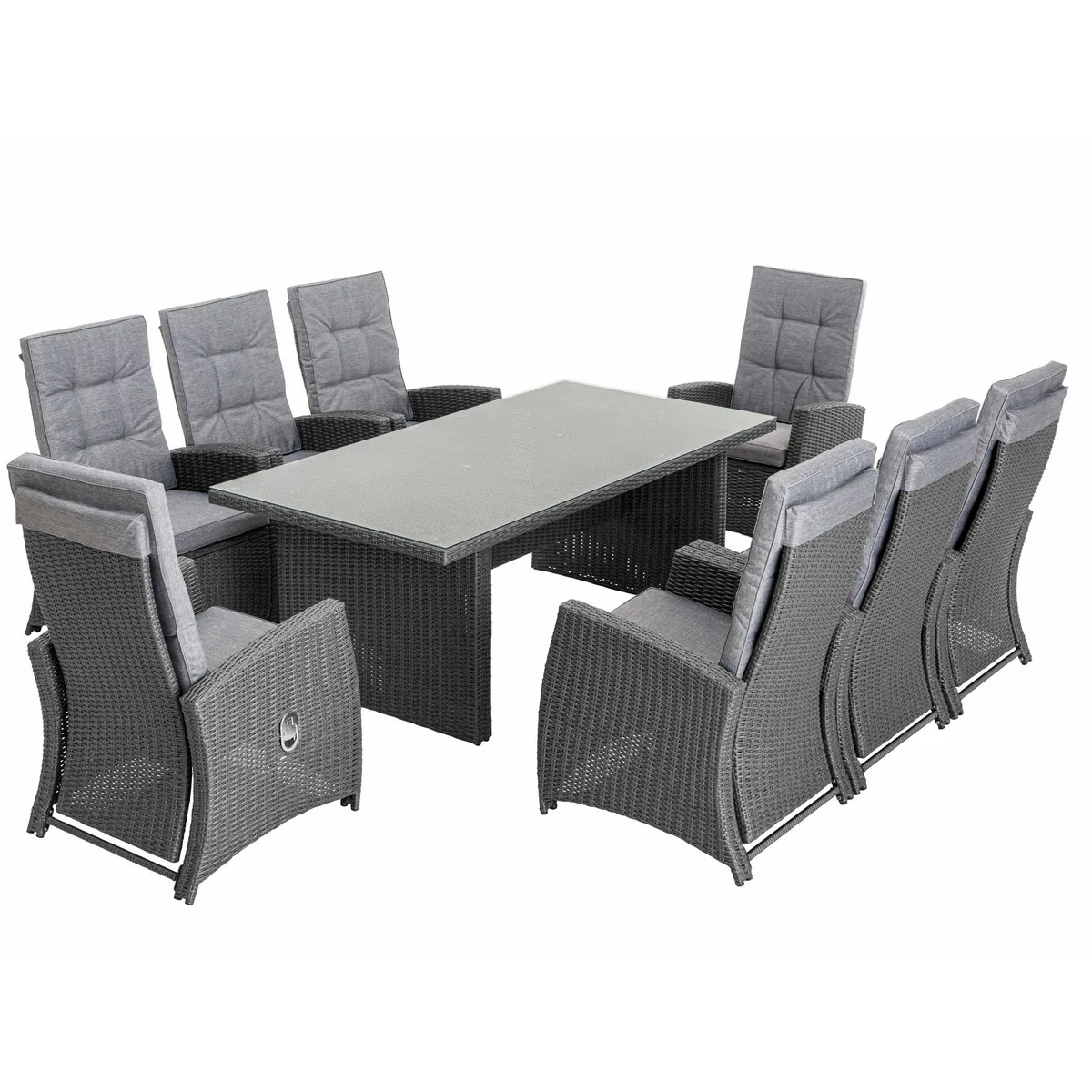 KONIFERA Garten-Essgruppe New Paris, 25-tlg., 8 verstellbare Sessel — Aluminium/Polyrattan 2