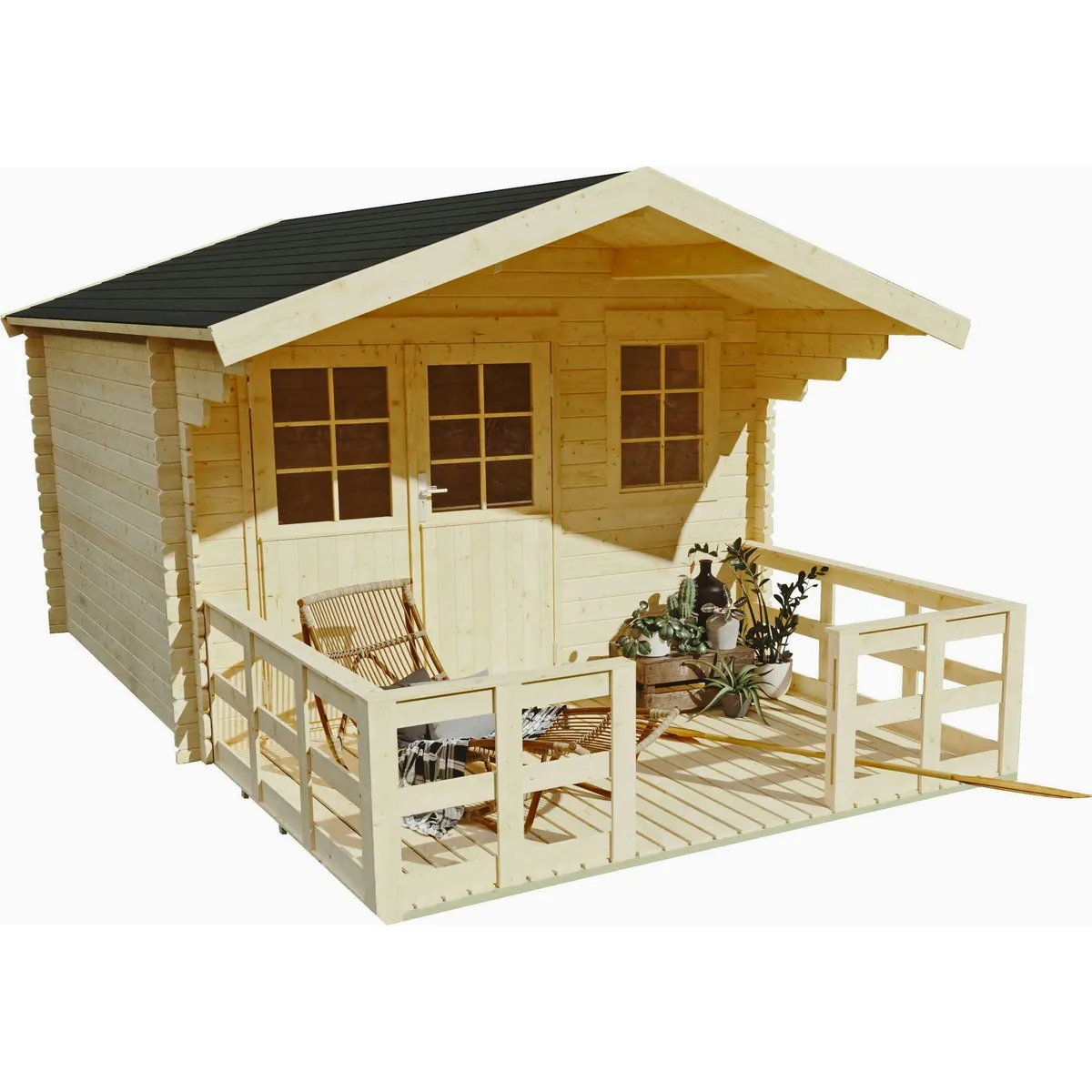 KONIFERA Gartenhaus Kallenberg 2, 9 m², mit Terrasse und Vordach 3