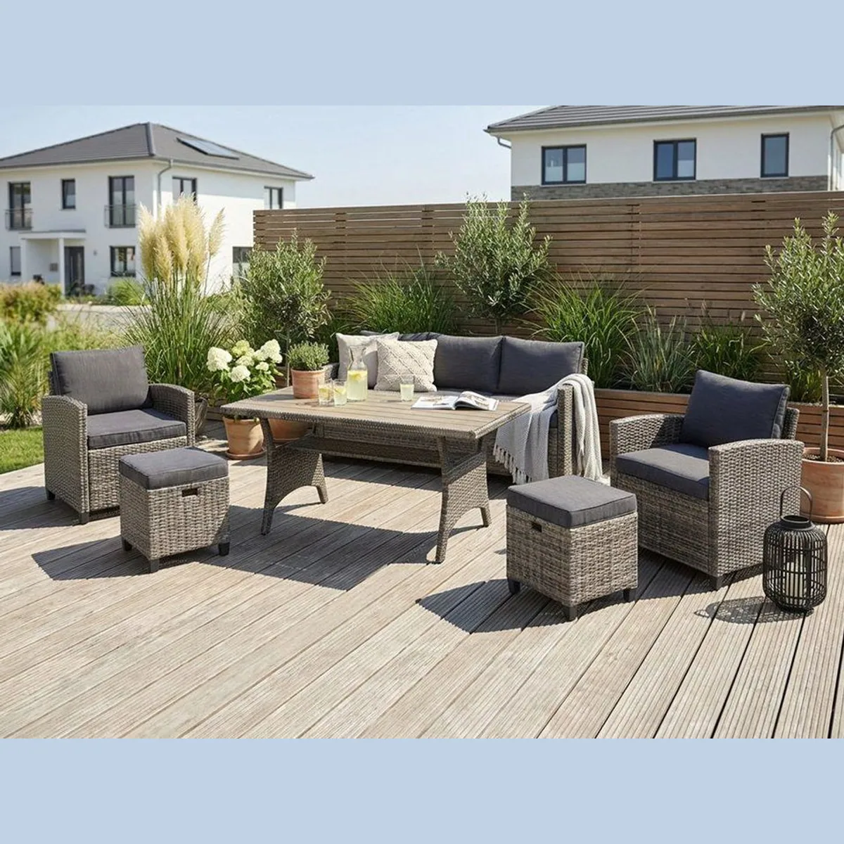 KONIFERA Gartenlounge-Set Amsterdam, 16-teilig, pflegeleichtes Polyrattan