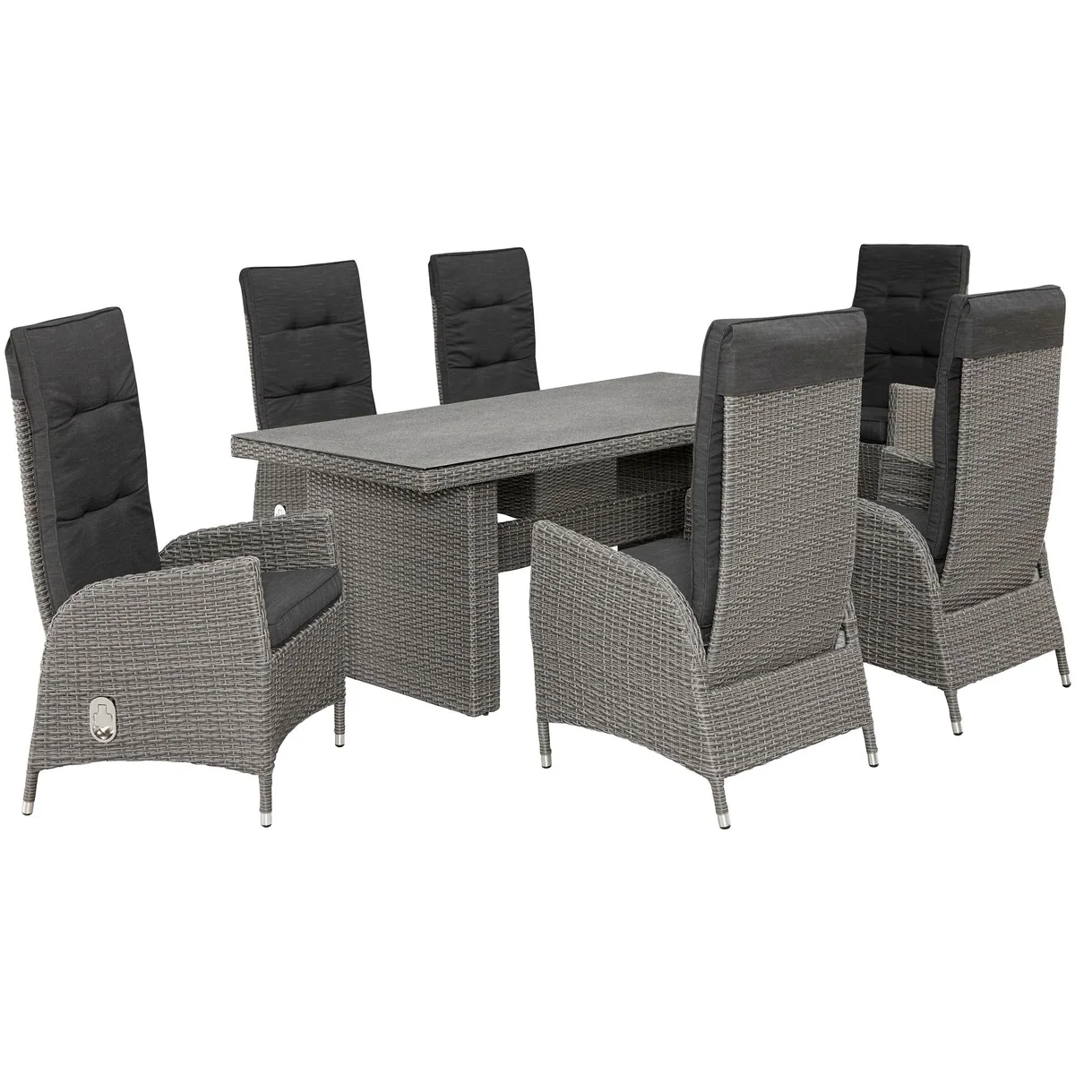 KONIFERA Garten-Essgruppe Brisbane, 13-tlg., 6 verstellbare Sessel, Tisch mit Stone-Spray-Glasplatte 3