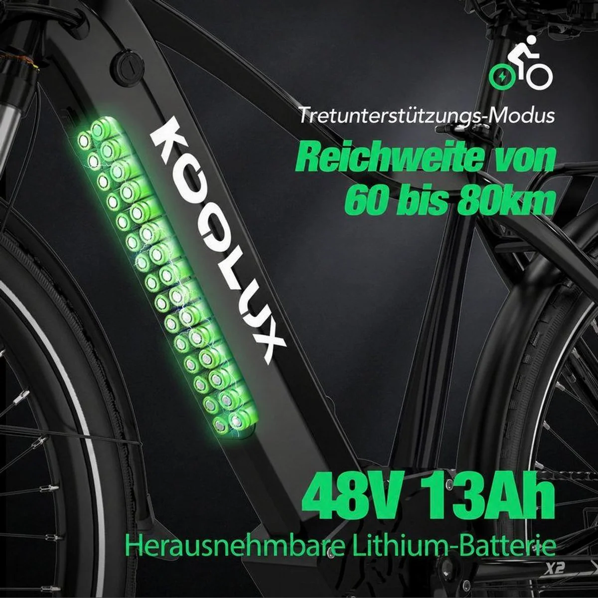 KOOLUX E-Bike 26 Zoll, 7-Gang Shimano, 624 Wh Akku, bequem & sicher 2