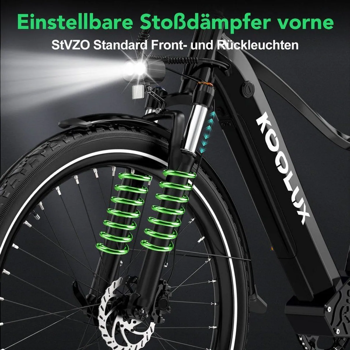 KOOLUX E-Bike 26 Zoll, 7-Gang Shimano, 624 Wh Akku, bequem & sicher 3