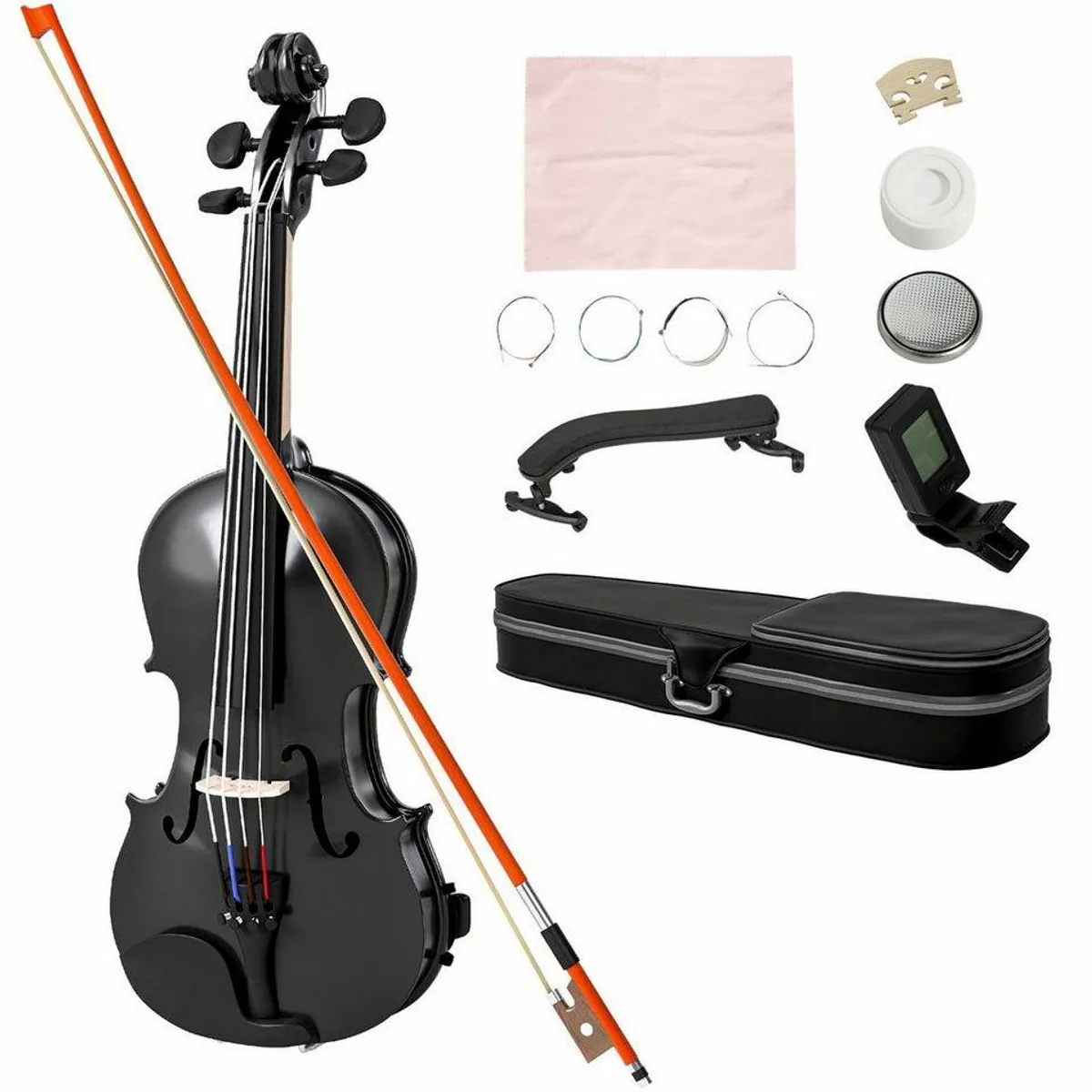kowdom Violine 4/4 Set, Massivholz, sofort spielbereit, mit Zubehör