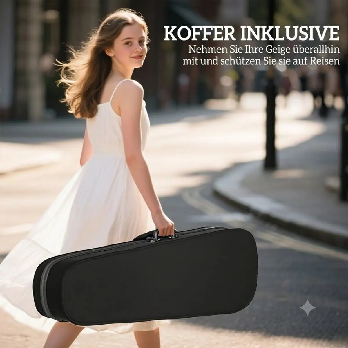 kowdom Violine 4/4, Massivholz, Komplettset mit Koffer & Zubehör 2