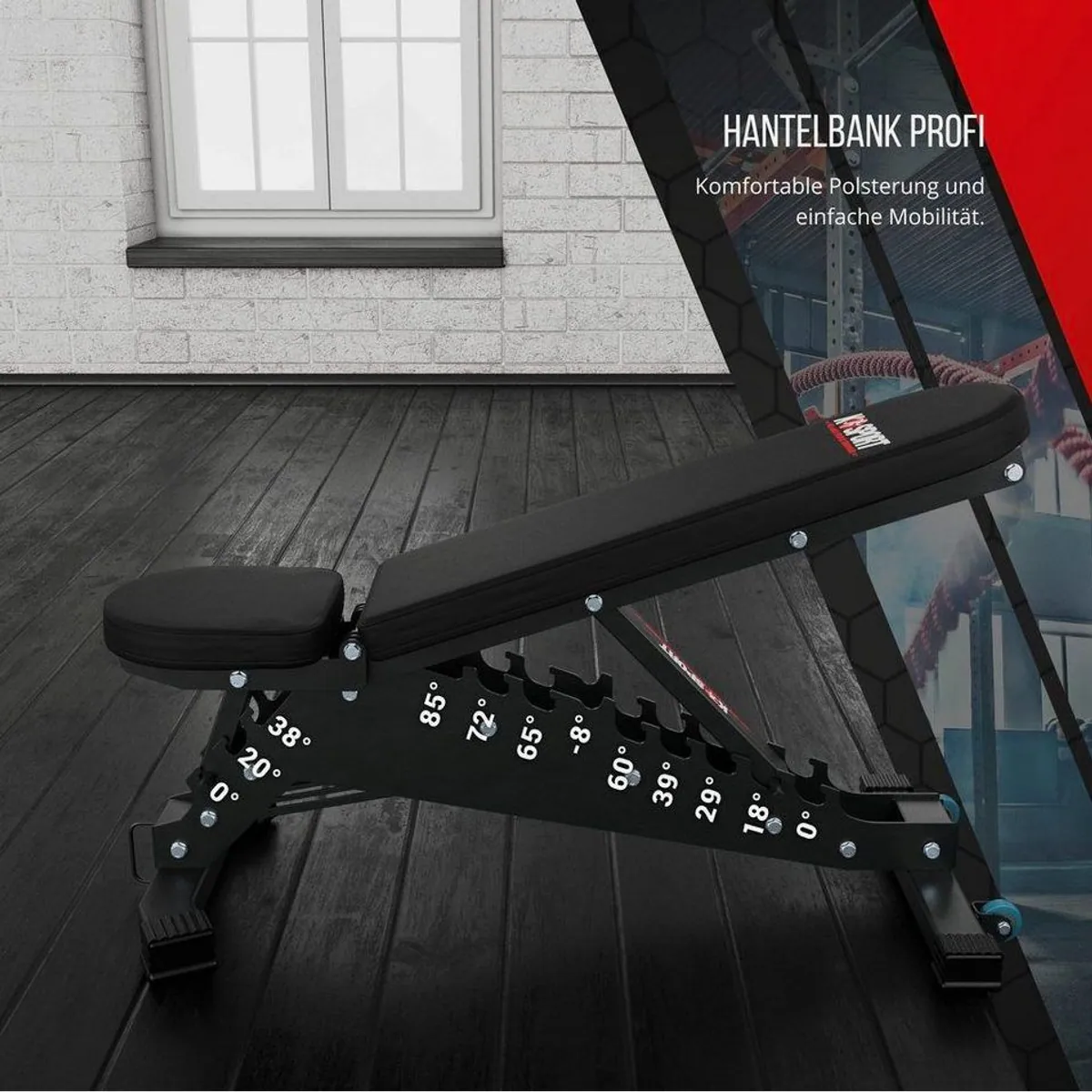 K-SPORT Hantelbank PROFI, extrem belastbar & verstellbar — für professionelles Training bis 350 kg 3