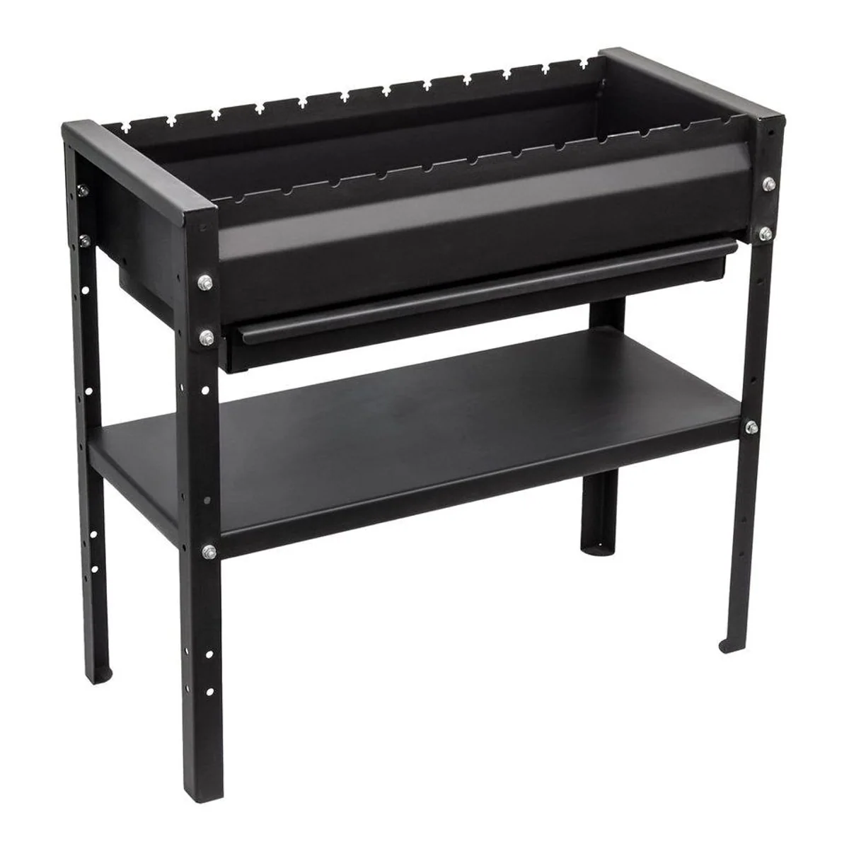 KVOTA Mangal Grill, robuster Stahl, 12 Spießauflagen, höhenverstellbare Ablage