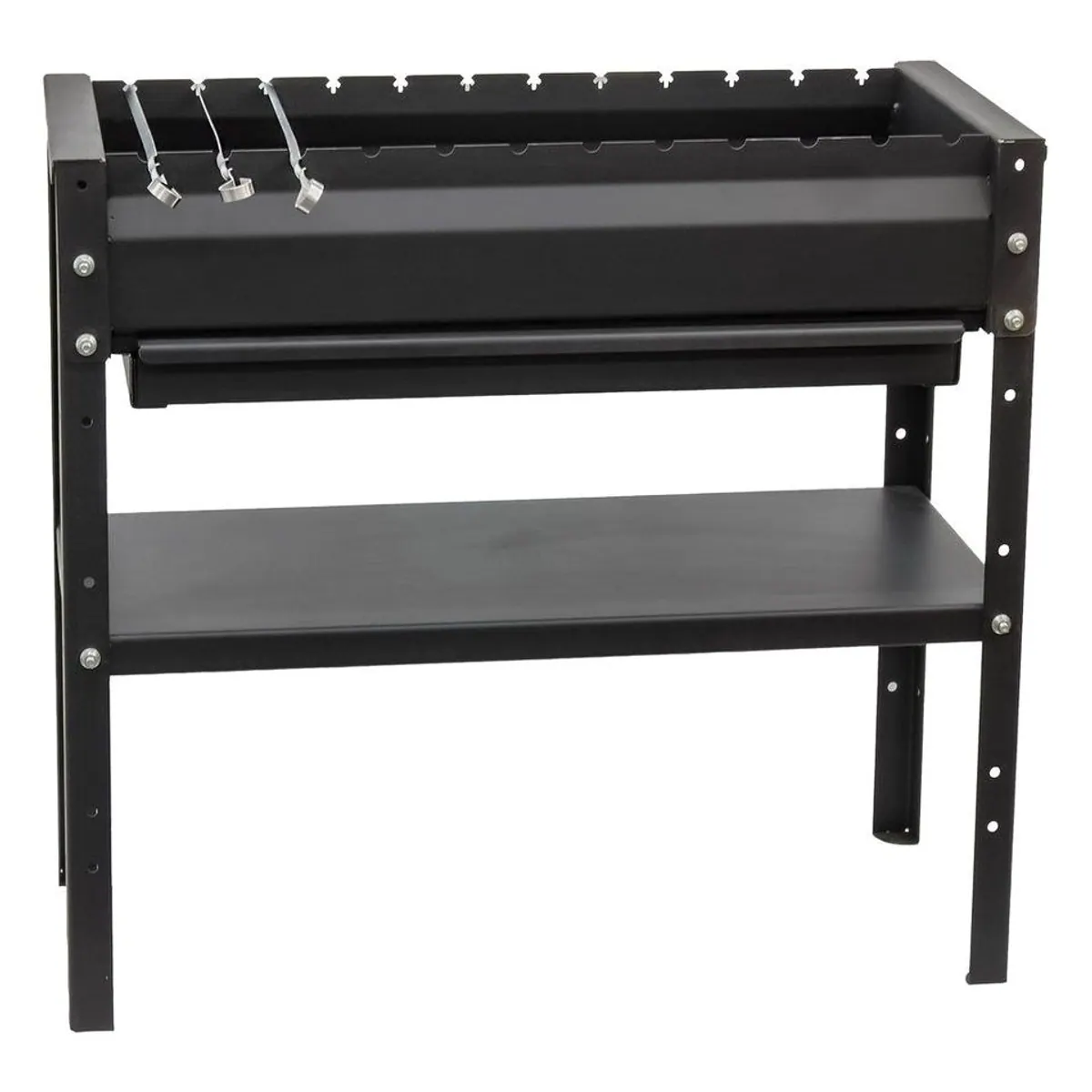 KVOTA Mangal Grill, robuster Stahl, 12 Spießauflagen, höhenverstellbare Ablage 2