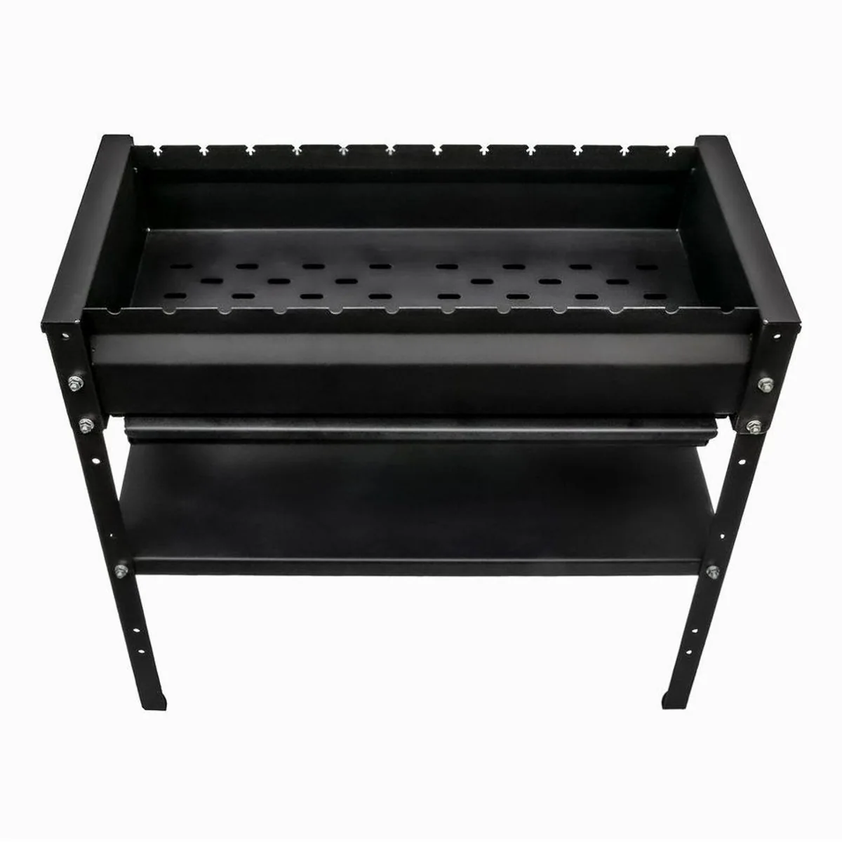 KVOTA Mangal Grill, robuster Stahl, 12 Spießauflagen, höhenverstellbare Ablage 3