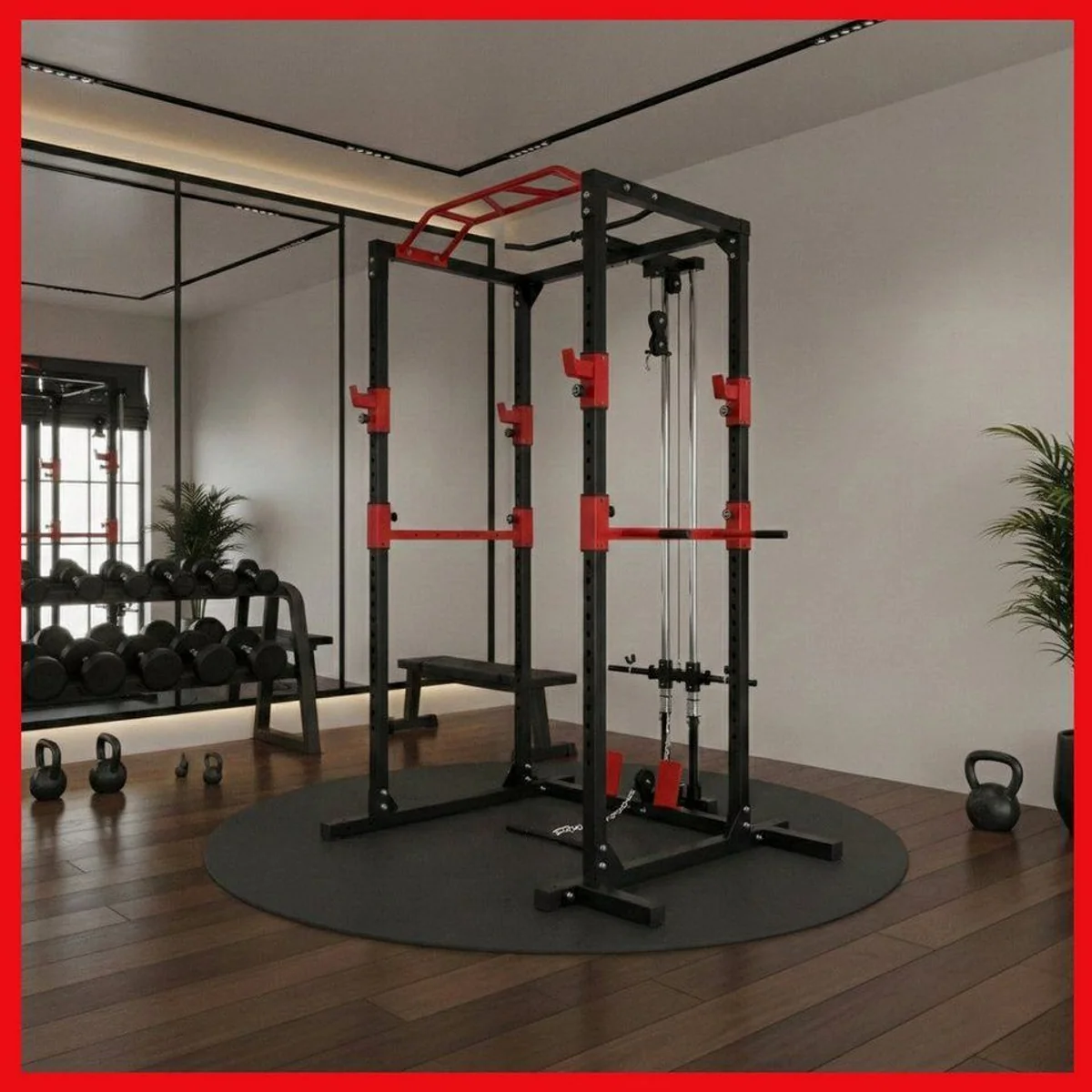 Levivo Power Rack Kraftstation, vielseitig einsetzbar, mit Latzzug und Ruderfunktion