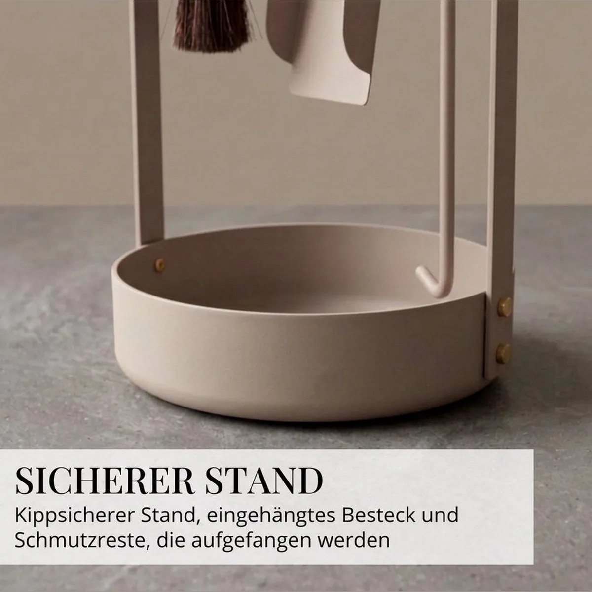 LIVLIG Kamingarnitur 3-teilig, modernes Design, kippsicherer Ständer, praktische Schmutzauffangschale 4