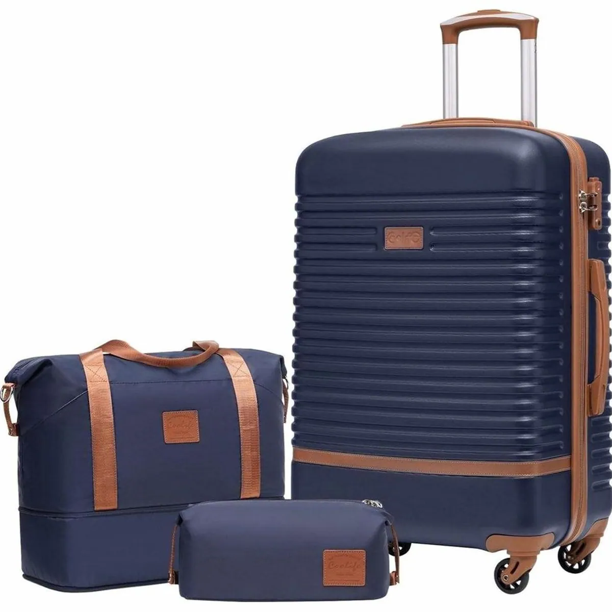 LuxusKollektion Kofferset, ABS Hartschale, TSA-Schloss, 4 Rollen — Blau/Braun