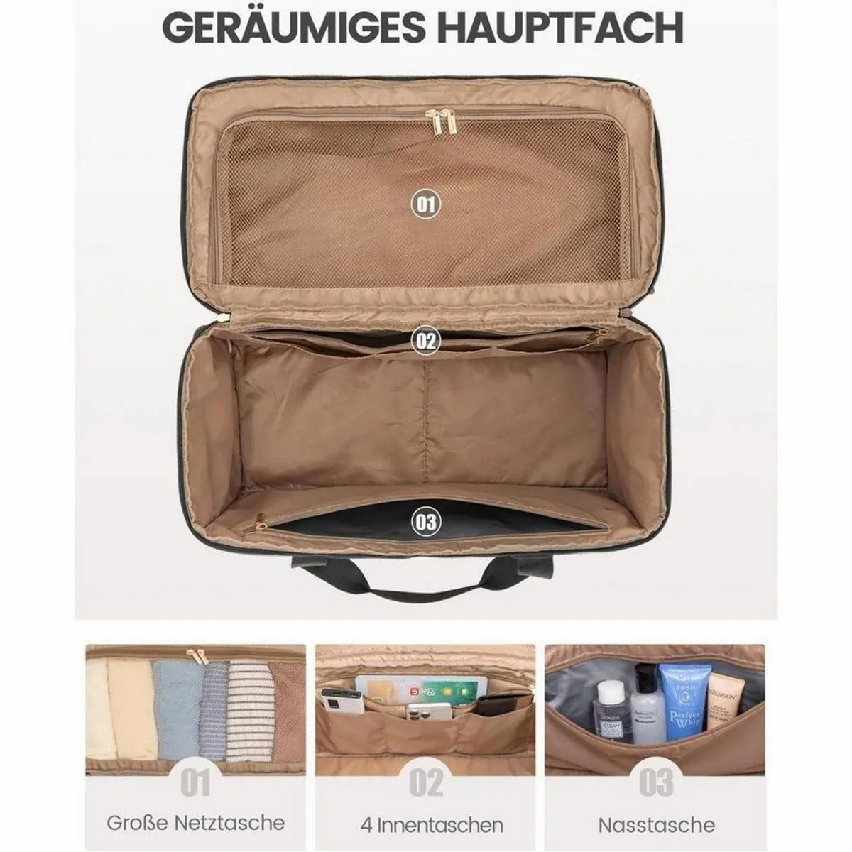 LuxusKollektion Weekender Reisetasche, leicht, wasserdicht, große Kapazität 3