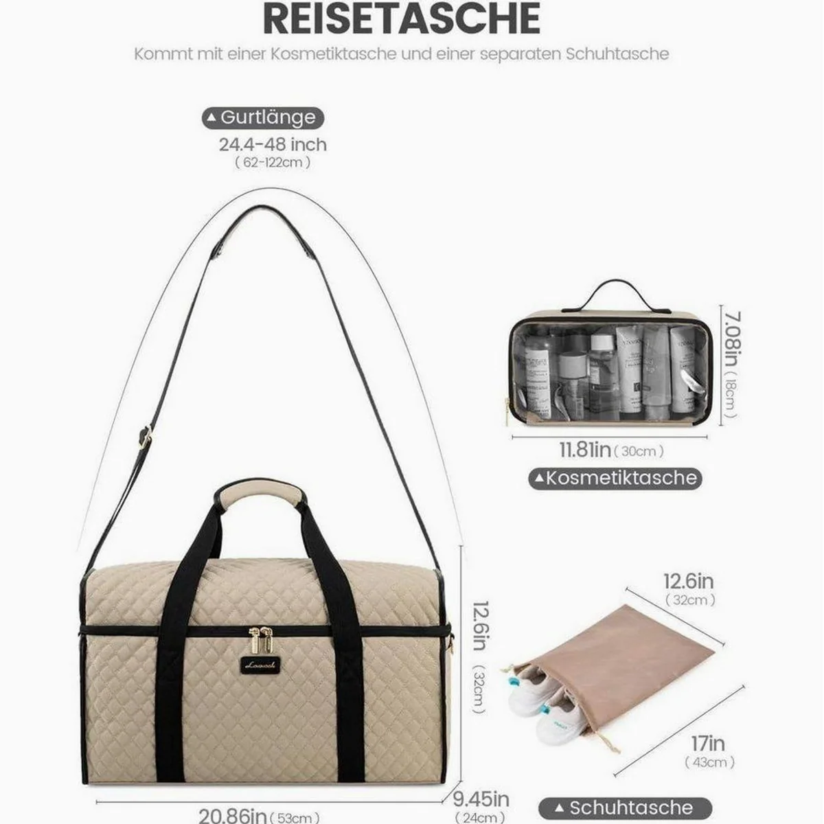 LuxusKollektion Weekender Reisetasche, leicht, wasserdicht, große Kapazität 4
