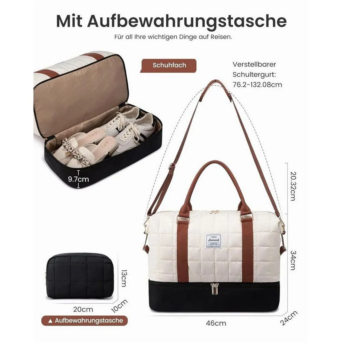 LuxusKollektion Weekender Damen Reisetasche, wasserdicht, große Kapazität, Handgepäckgröße 2