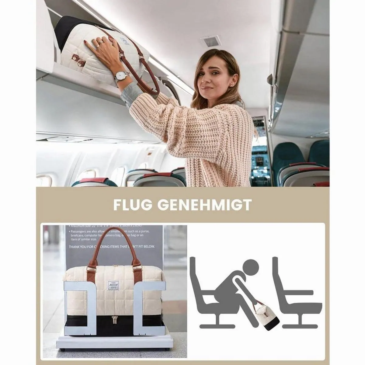 LuxusKollektion Weekender Damen Reisetasche, wasserdicht, große Kapazität, Handgepäckgröße 5