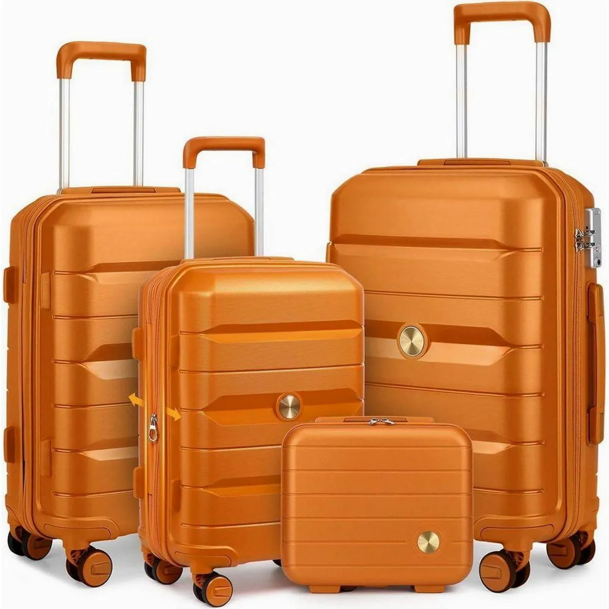 LuxusKollektion Hartschalenkoffer Set, 4-teilig, erweiterbar, orange