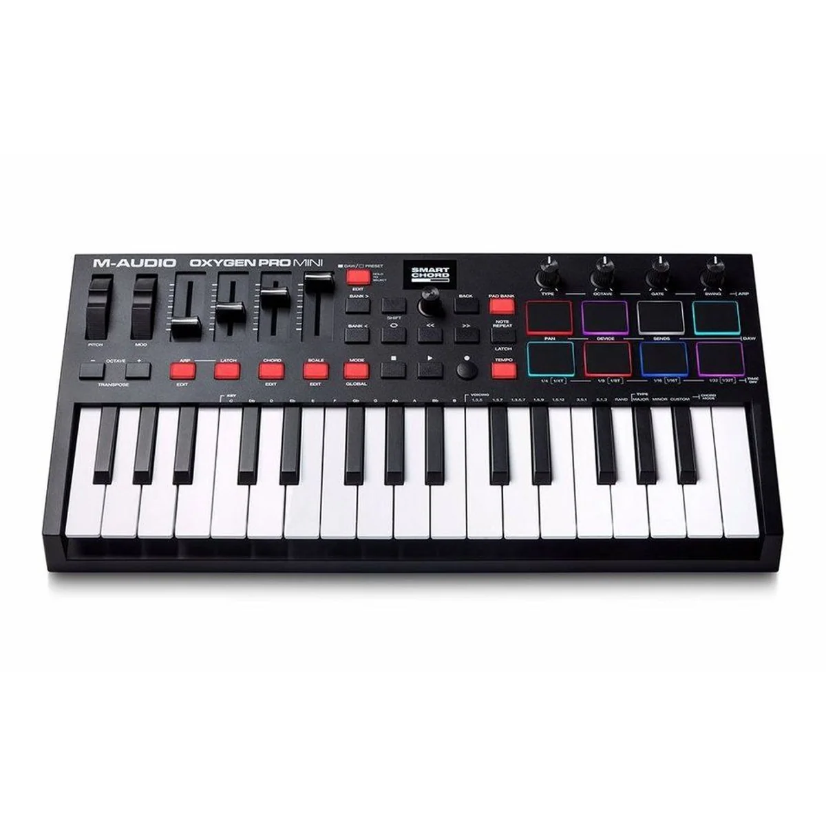 M-Audio Oxygen Pro Mini MIDI-Controller, 32 Mini-Tasten, RGB-Pads, Auto-Mapping 2
