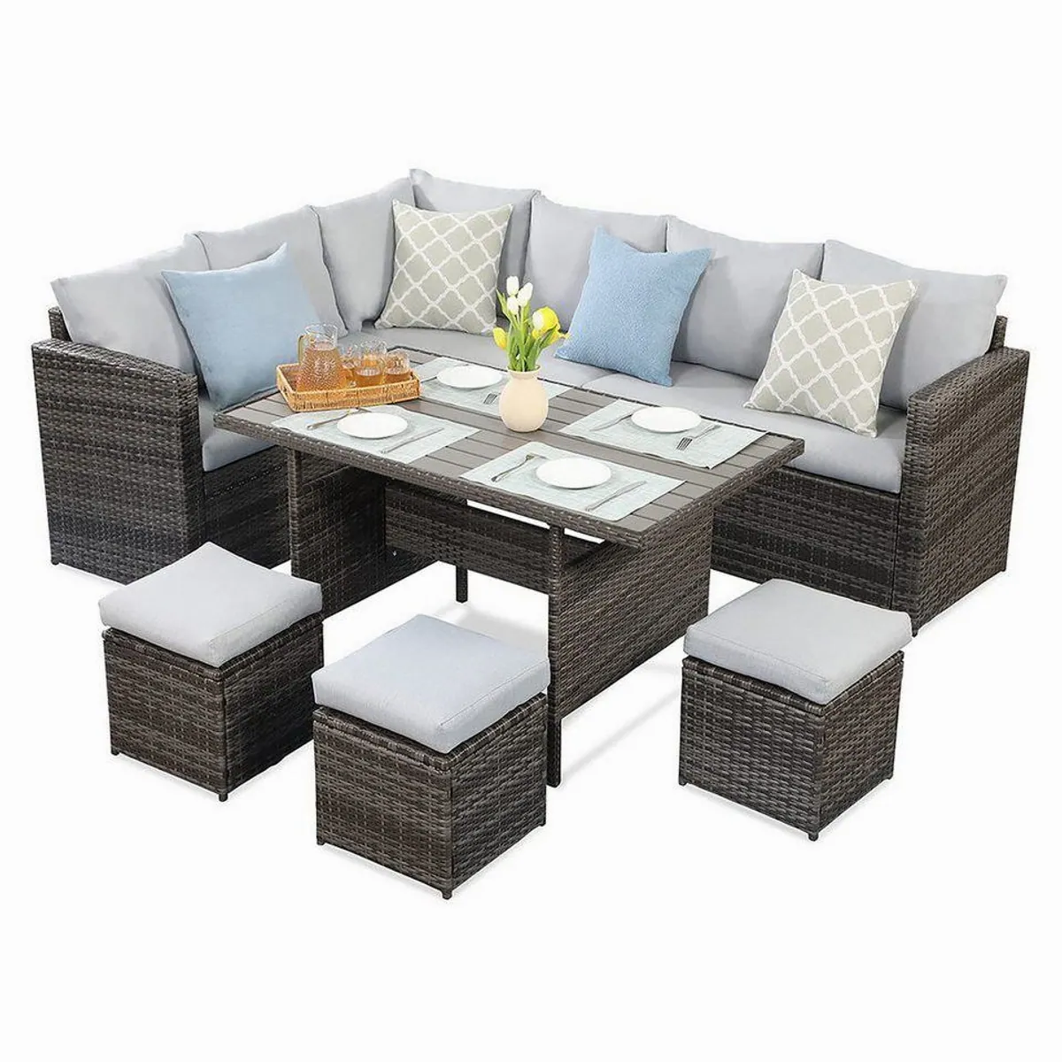 MeXo Gartenlounge Set, 7-teilig, für bis zu 10 Personen, wetterfest, pflegeleichte Materialien 2