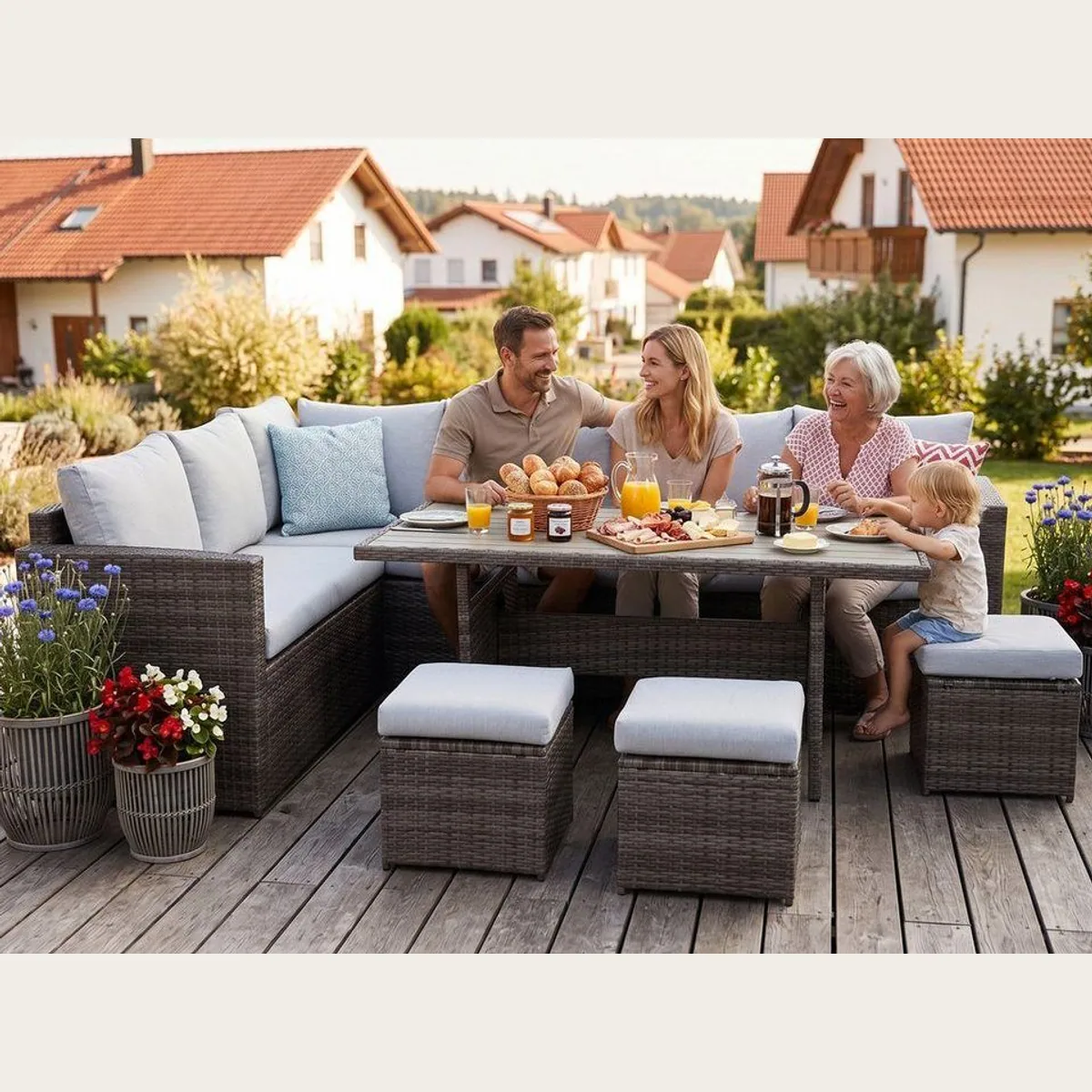 MeXo Gartenlounge Set, 7-teilig, für bis zu 10 Personen, wetterfest, pflegeleichte Materialien 3