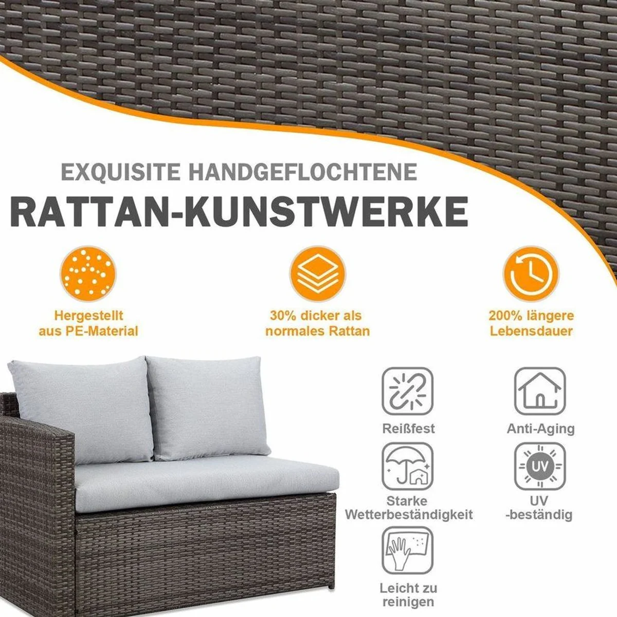 MeXo Gartenlounge Set, 7-teilig, für bis zu 10 Personen, wetterfest, pflegeleichte Materialien 5