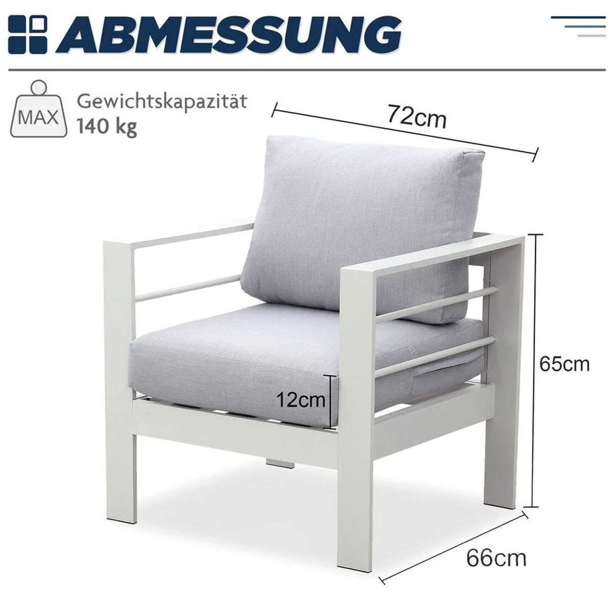 MeXo Gartenlounge-Set XXL, modernes Design, wetterfest, 2-tlg., für 1-2 Personen 3