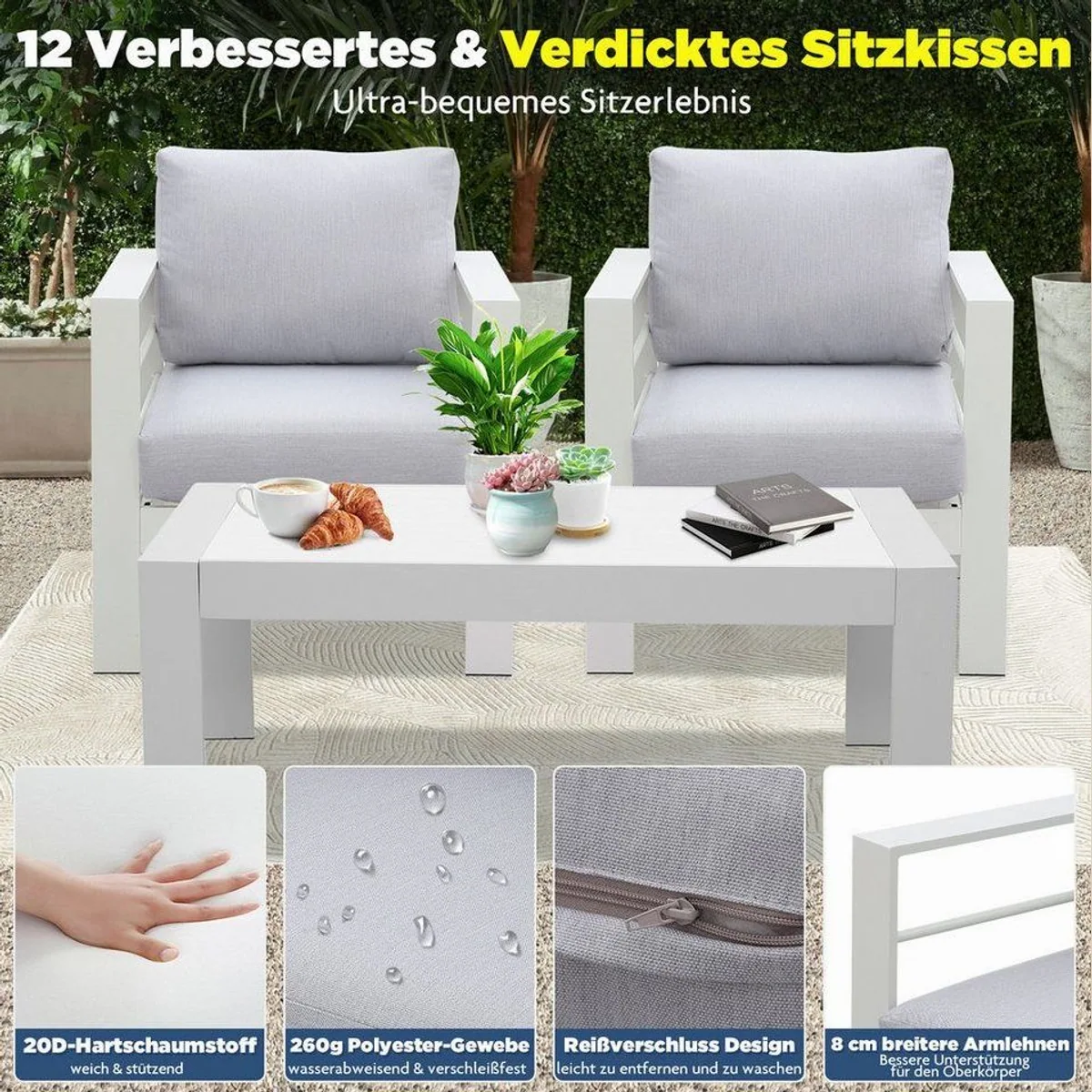 MeXo Gartenlounge-Set XXL, modernes Design, wetterfest, 2-tlg., für 1-2 Personen 5