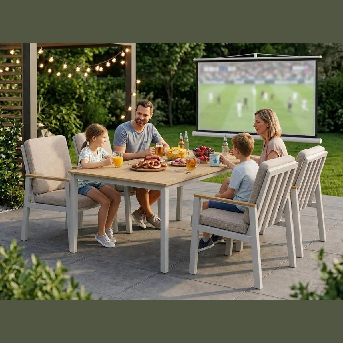 MeXo Gartenlounge-Set Aluminium, wetterfest, 5-teilig mit 4 Stühlen 4