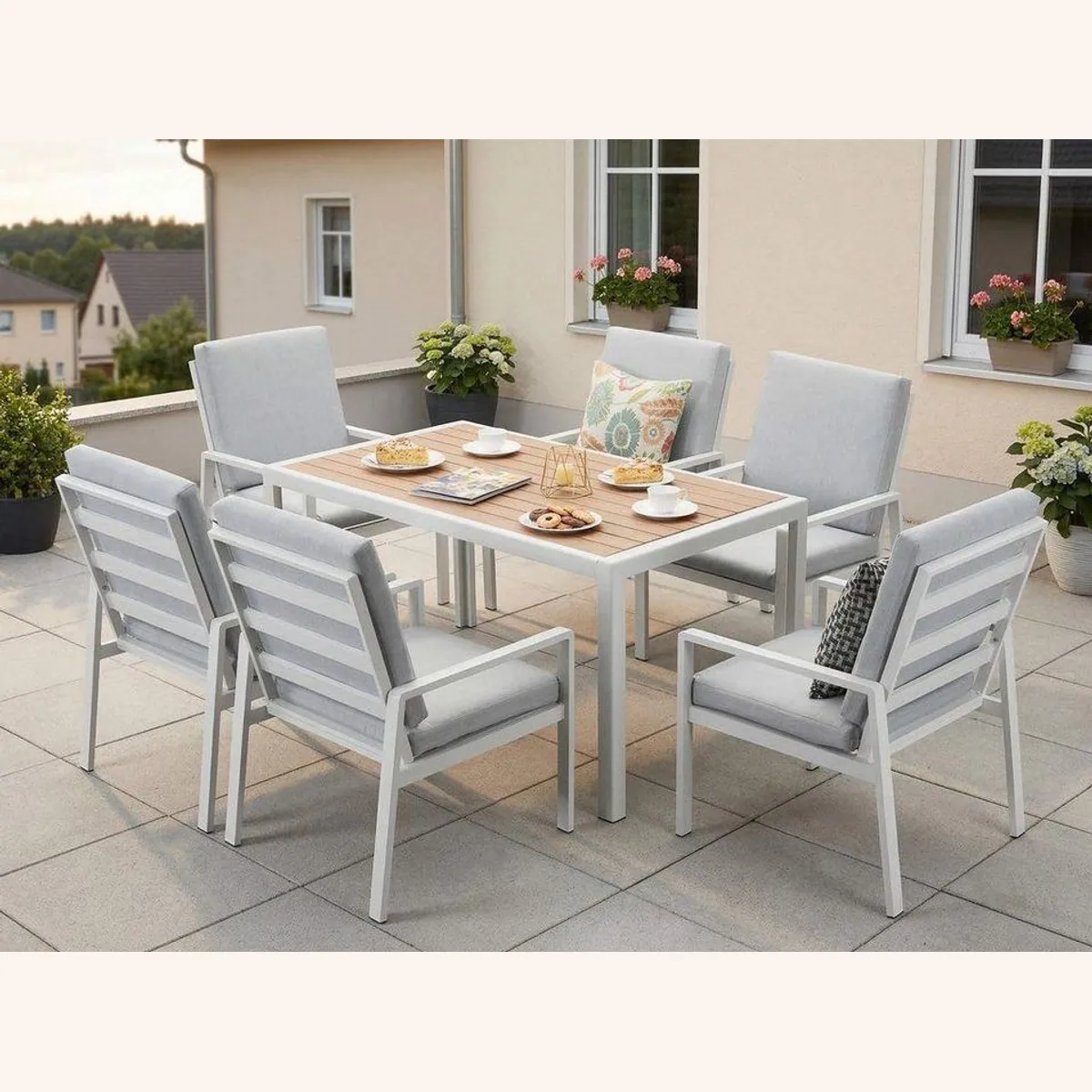 MeXo Gartenlounge-Set, Aluminium, wetterfest, hoher Sitzkomfort