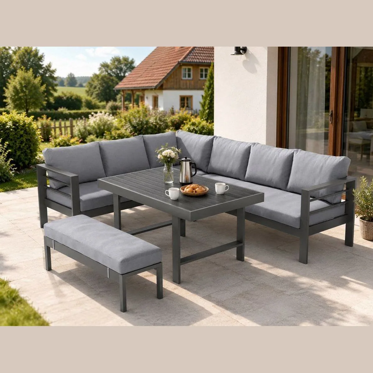 MeXo Gartenlounge-Set, wetterfest & pflegeleicht, für 6-8 Personen