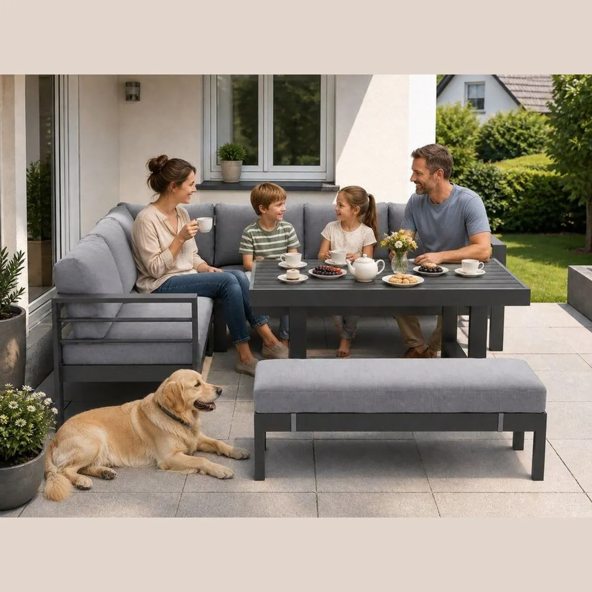 MeXo Gartenlounge-Set Aluminium, modernes Design, hoher Komfort, langlebige Qualität 4