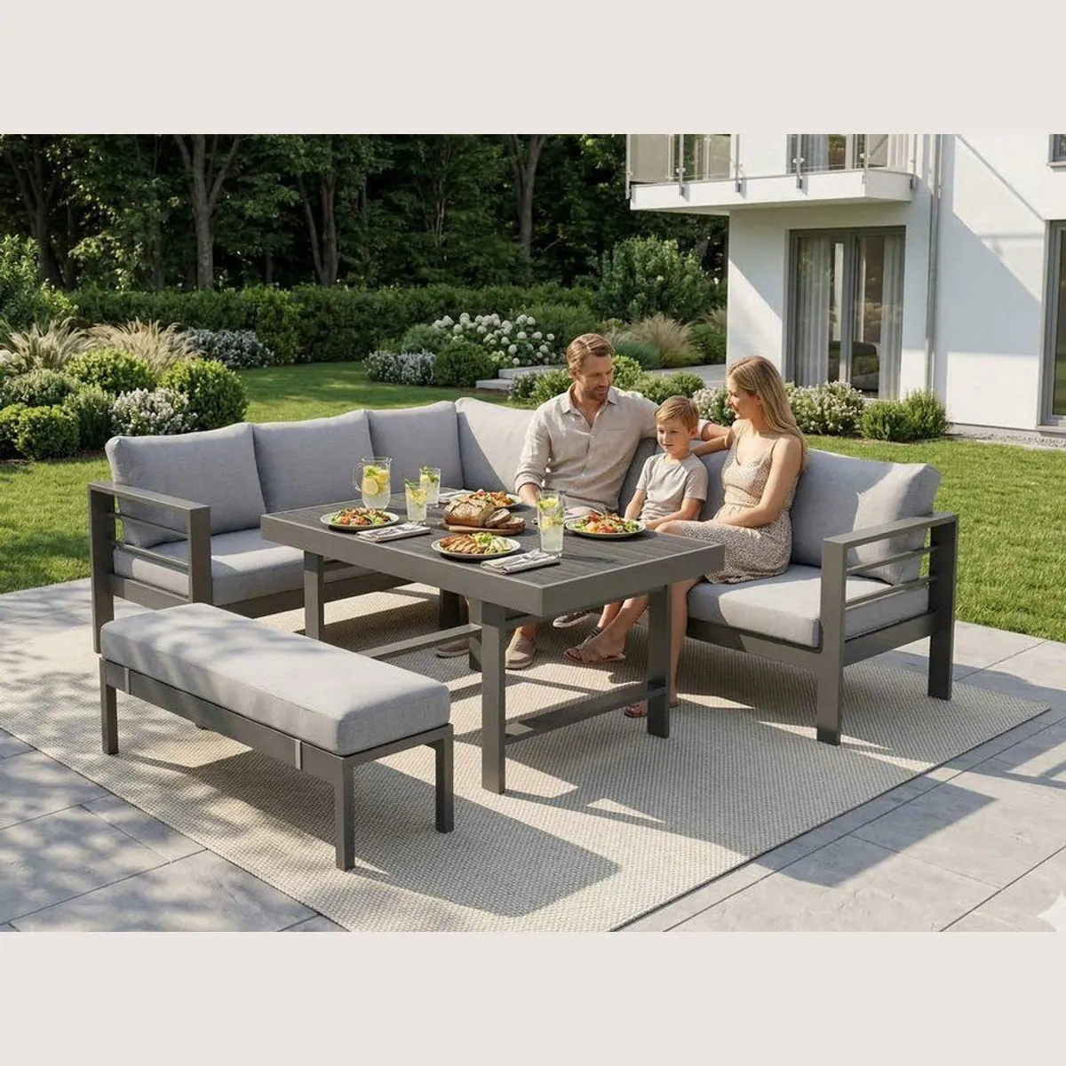 MeXo Gartenlounge-Set Aluminium, modernes Design, hoher Komfort, langlebige Qualität 5