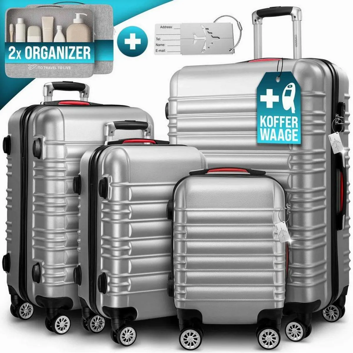 monzana Kofferset, Zwillingsrollen, Zahlenschloss, Kofferwaage — leicht und strapazierfähig