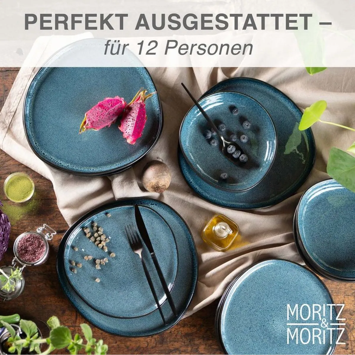 Moritz & Moritz ORGANIC Geschirrset, 36 Teile, für 12 Personen, Steinzeug, modern & pflegeleicht 2