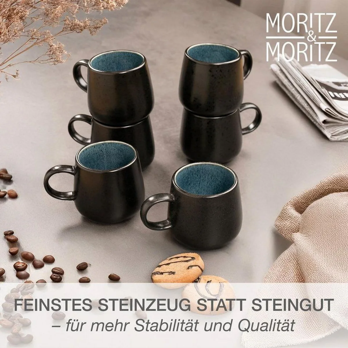 Moritz & Moritz Tafelservice SOLID 24tlg, für 6 Personen, Steinzeug, elegantes Design 3