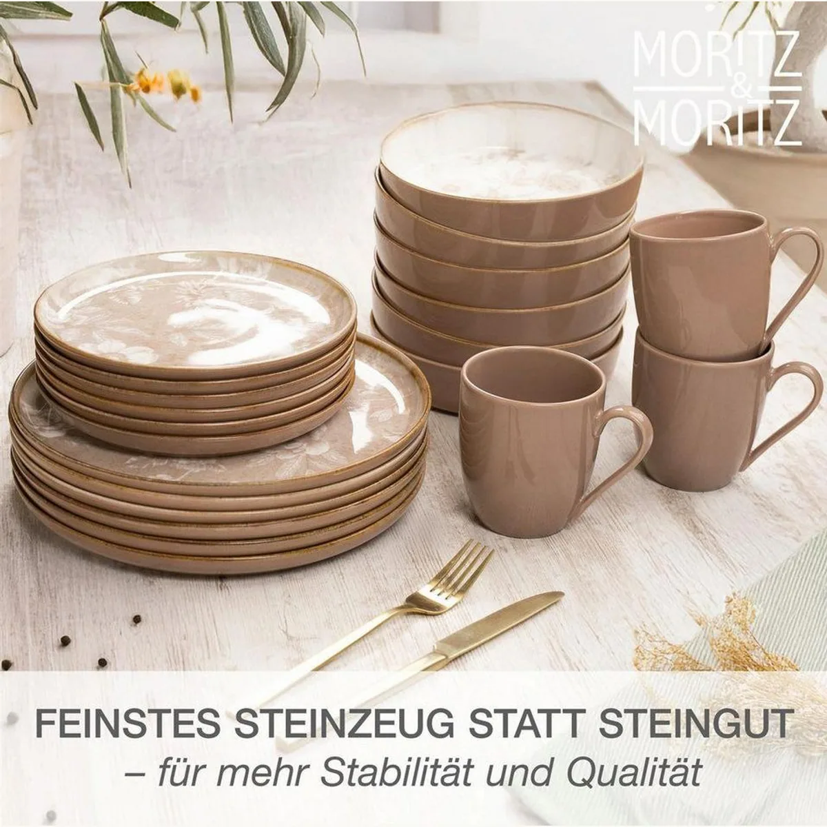 Moritz & Moritz MARIELLA Geschirrset, 24-teilig, für 6 Personen, Steinzeug, spülmaschinenfest 4