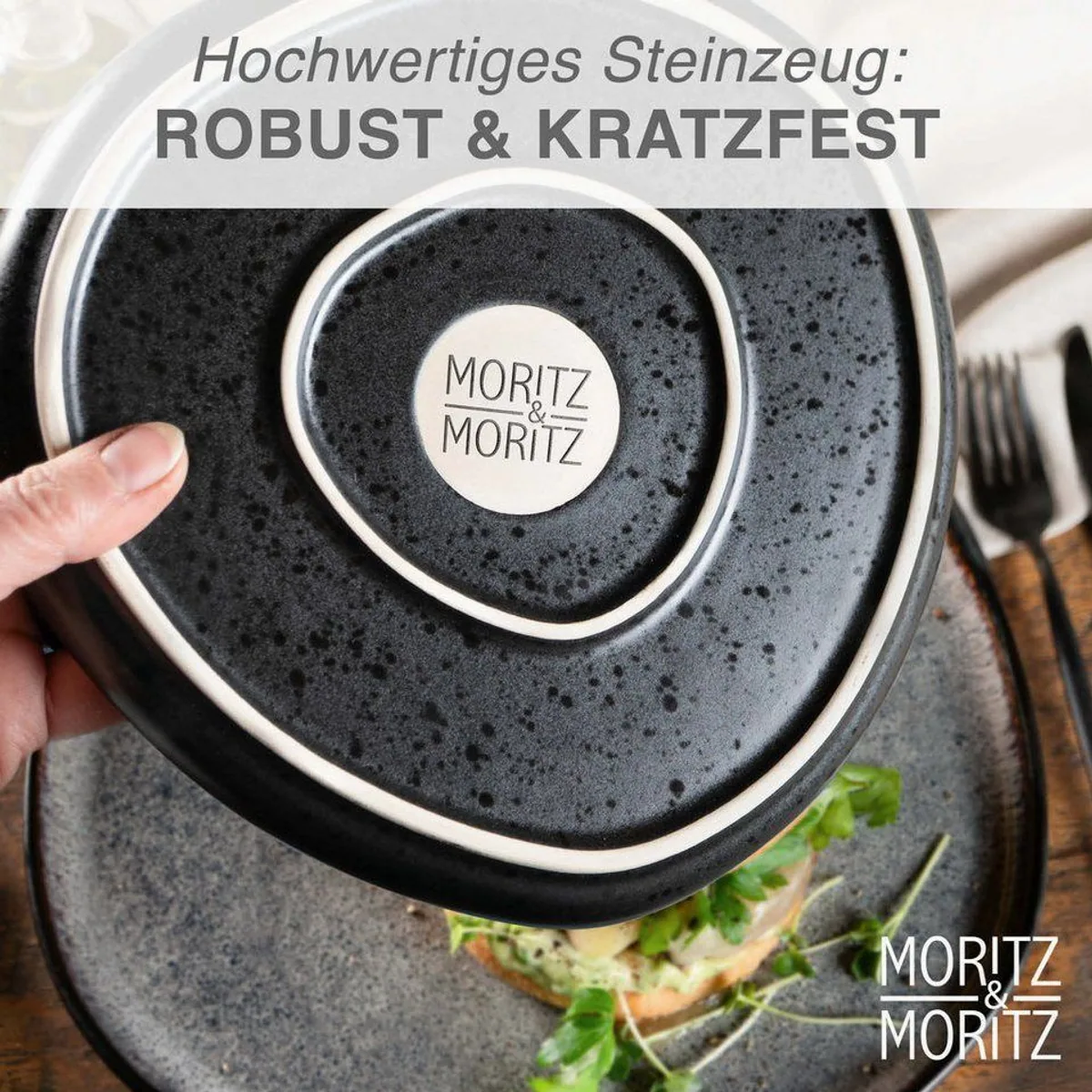 Moritz & Moritz ORGANIC Geschirrset 24tlg, für 6 Personen, Steinzeug, robuster Look 5