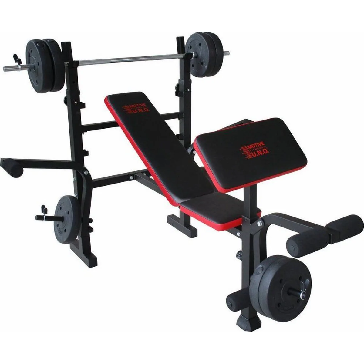 MOTIVE FITNESS Hantelbank Bronx, inkl. 36 kg Gewichtsset & Langhantelstange